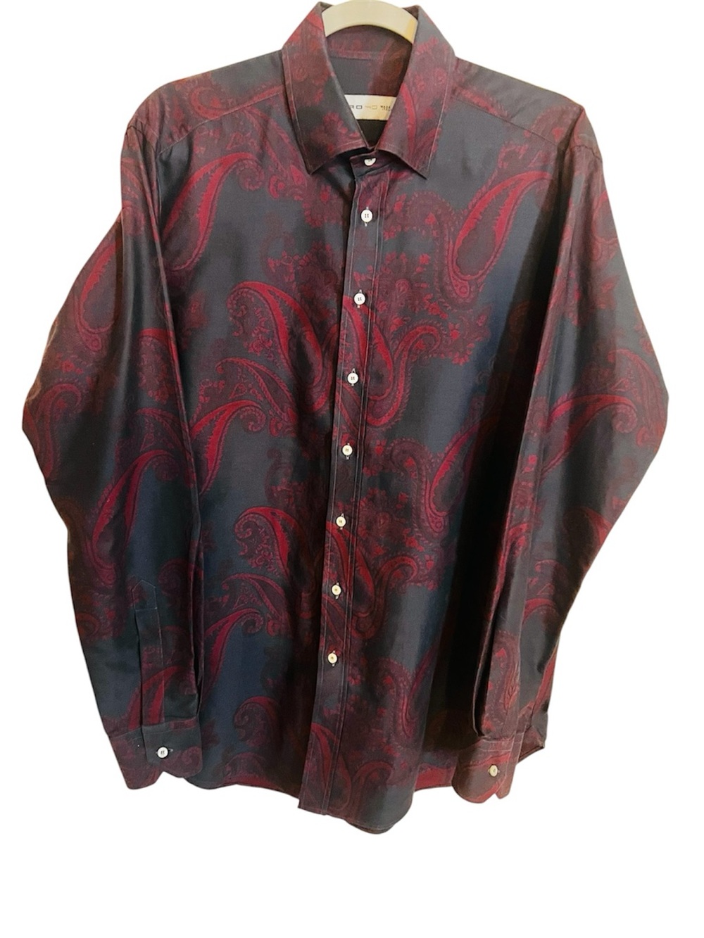 Etro Navy/Burgundy Paisley Print Button Down Shirt 40/M